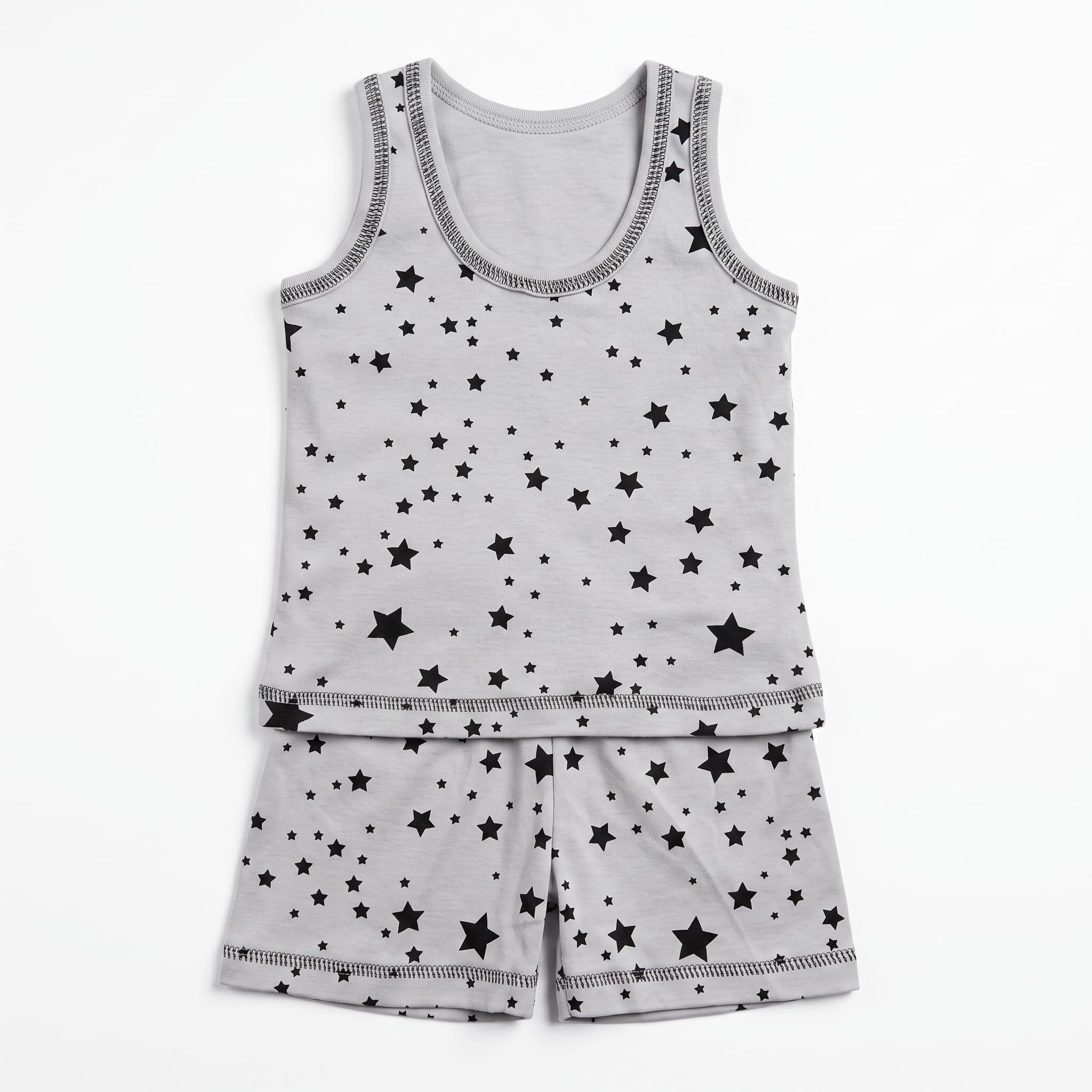 Kids Star Print Sleeveless Tank Top and Shorts Pajama Set
