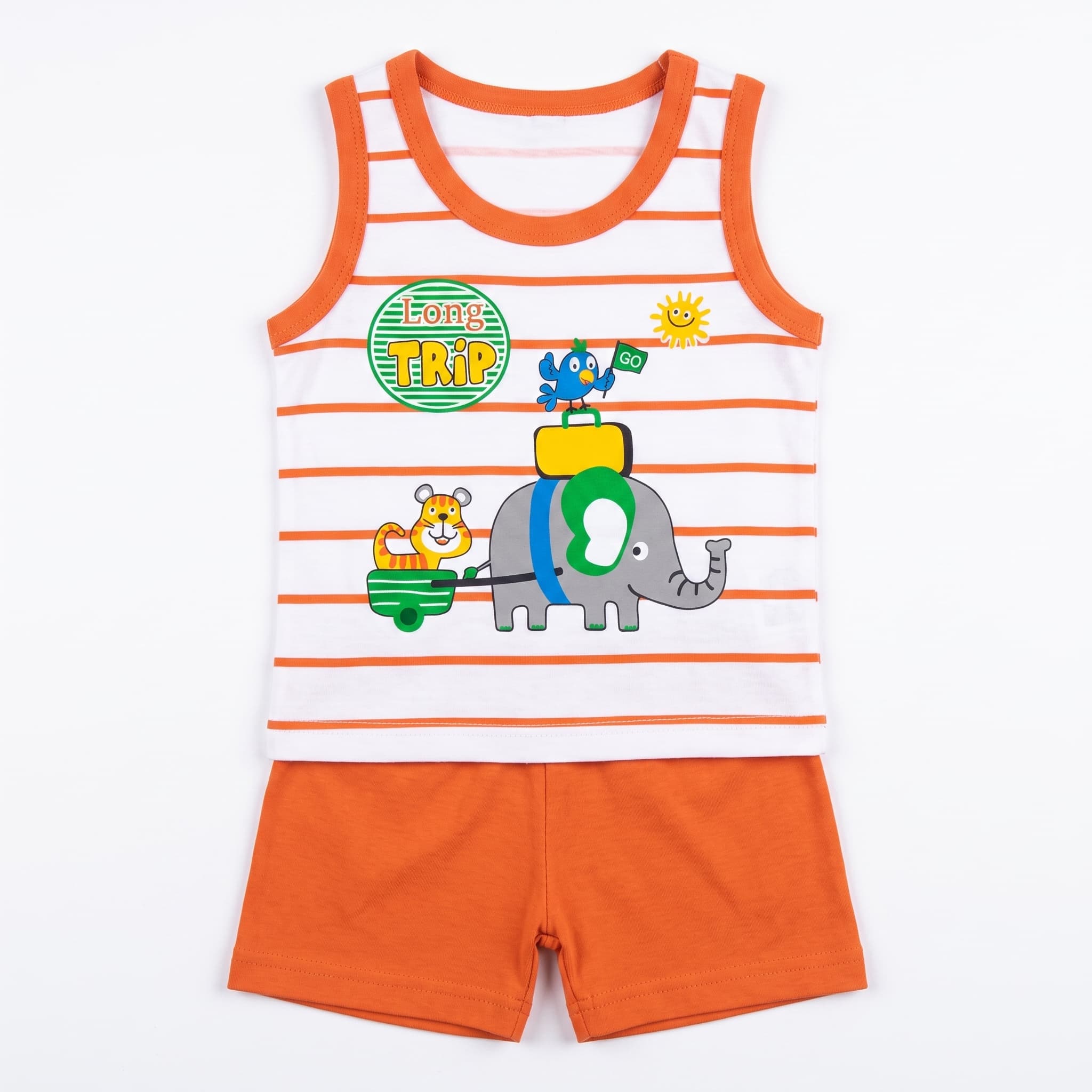 Baby Boy Safari Animal Striped Tank Top and Shorts Set