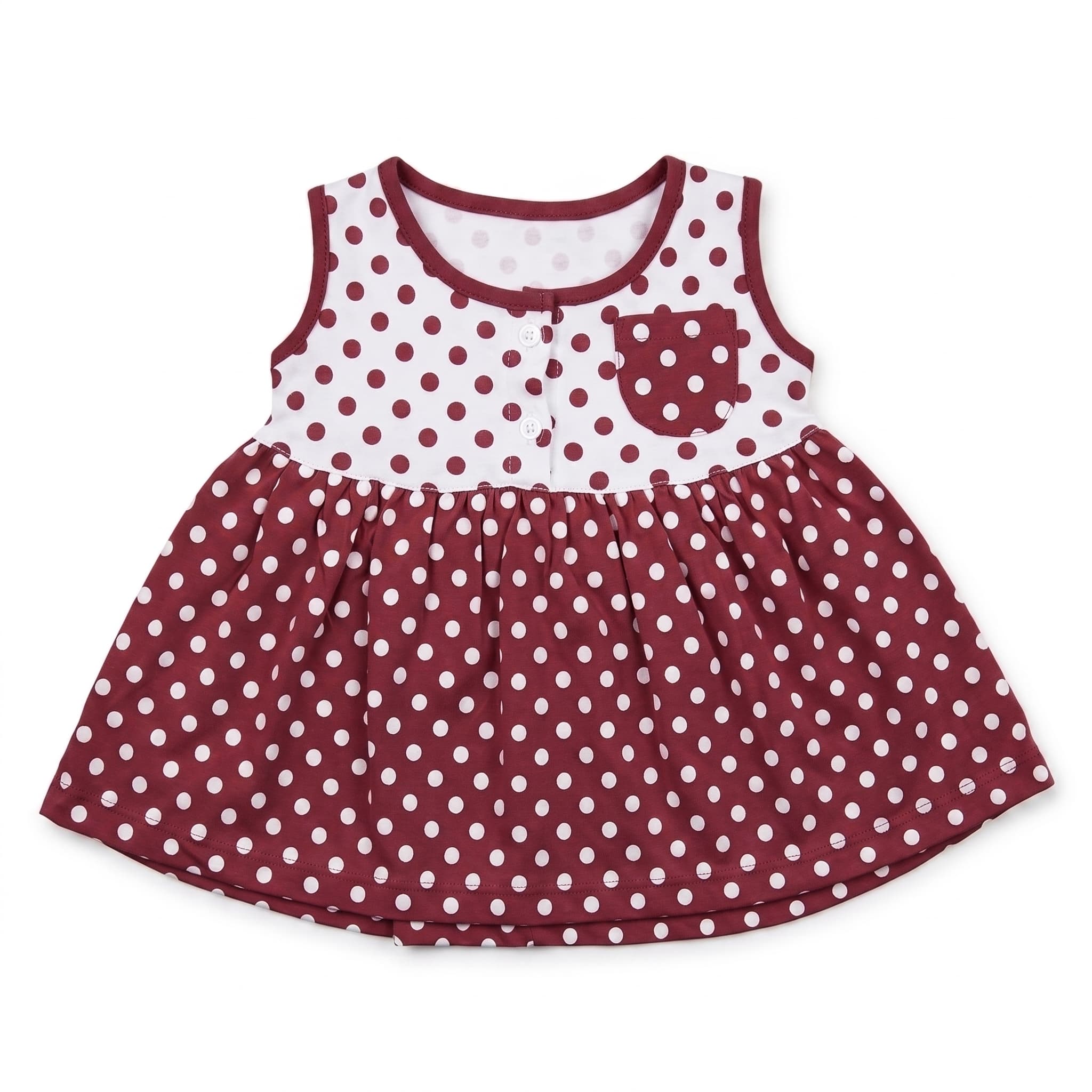 Baby Girl Polka Dot Sleeveless Summer Dress with Pocket