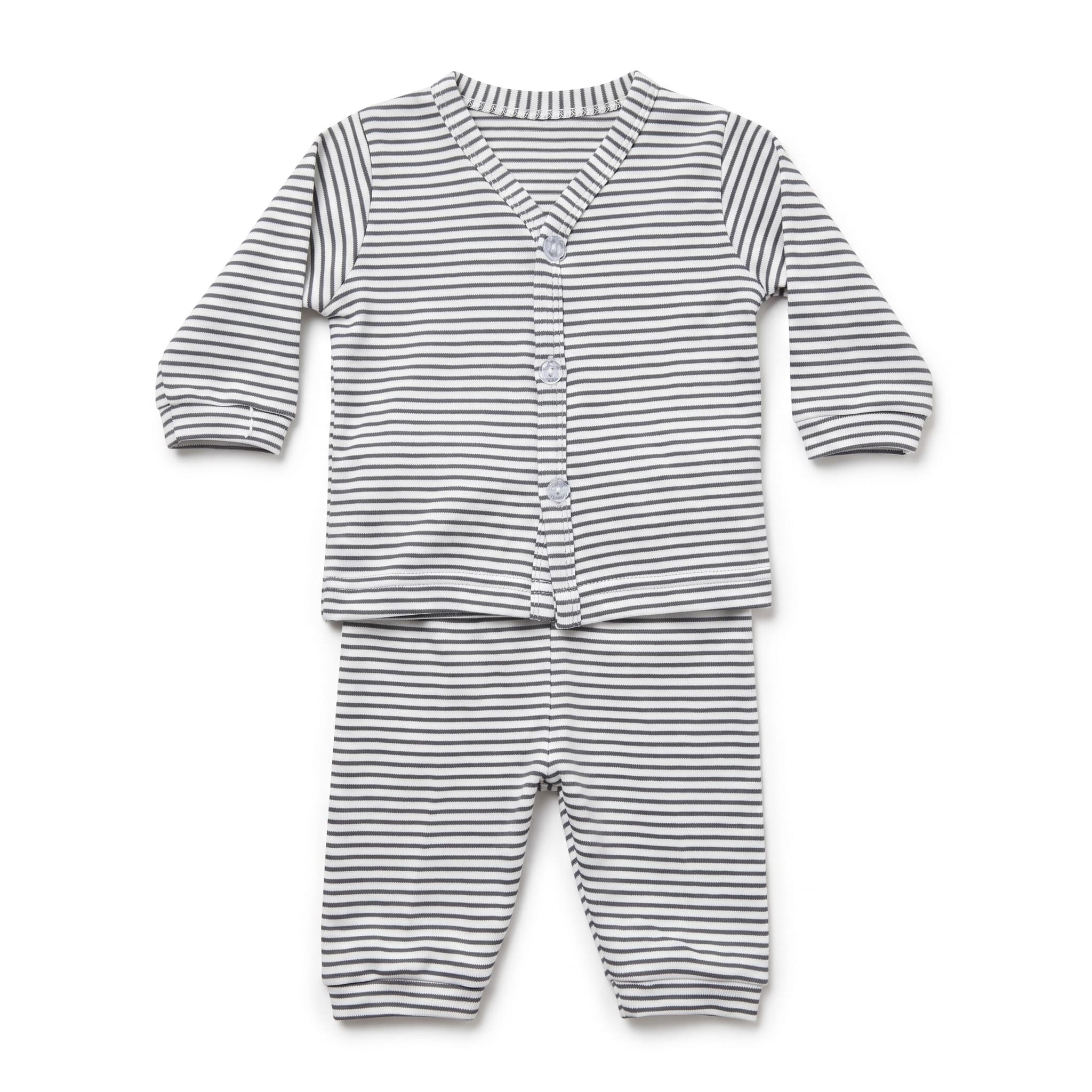 Unisex Baby Striped Long Sleeve Button Top and Pants Set