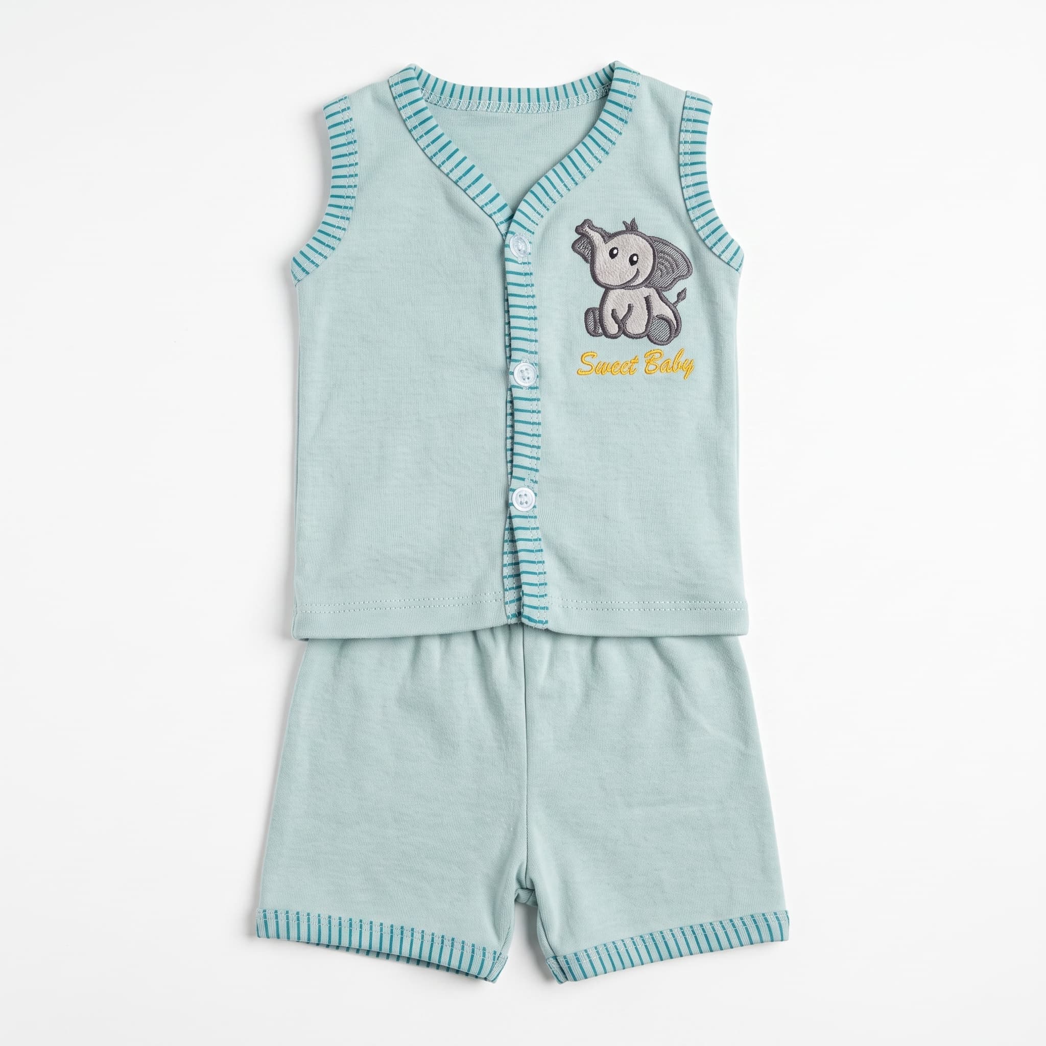 Baby Boy Elephant Print Sleeveless Vest and Shorts Set