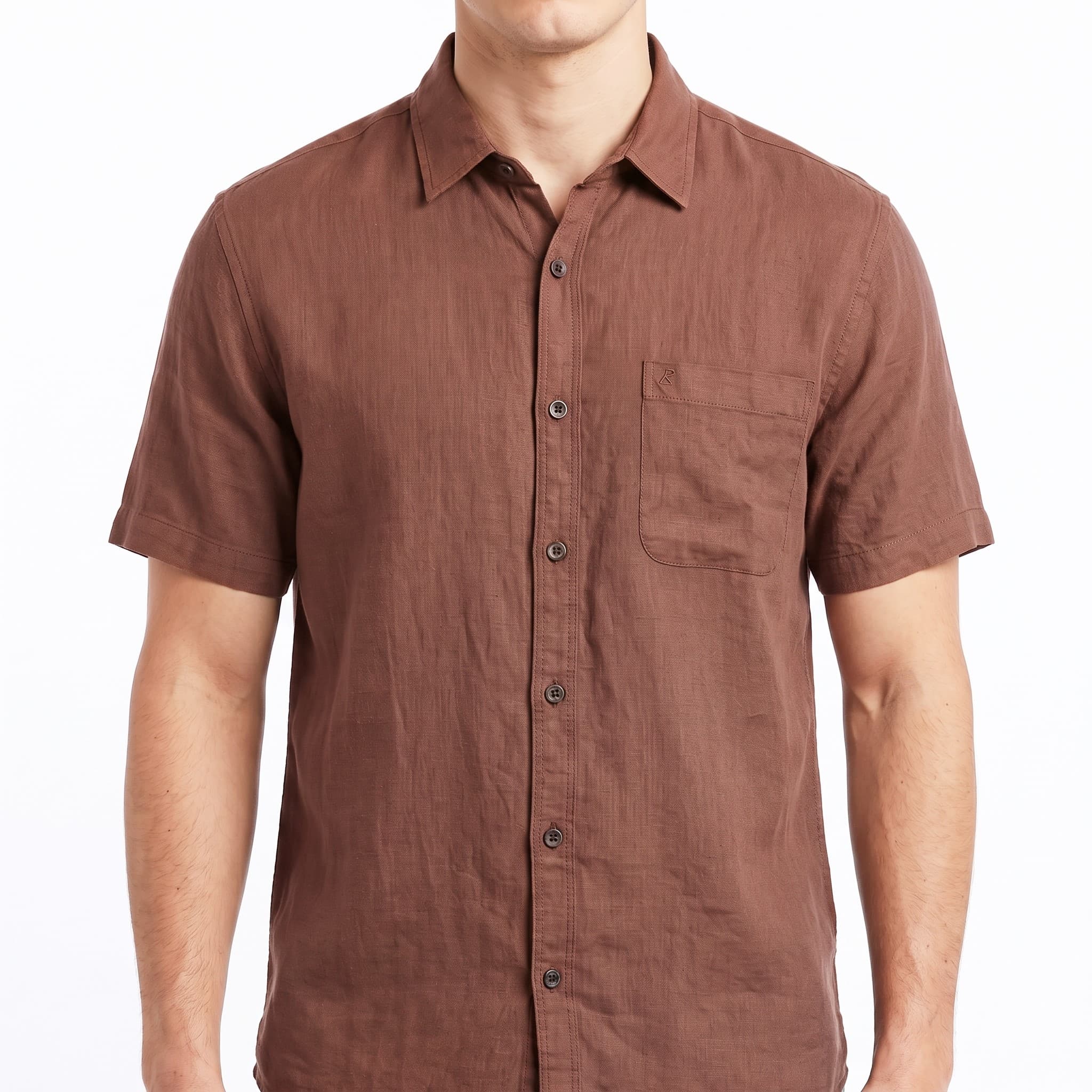 Branded Men's Premium Short Sleeve Linen Casual Button-Down Shirt